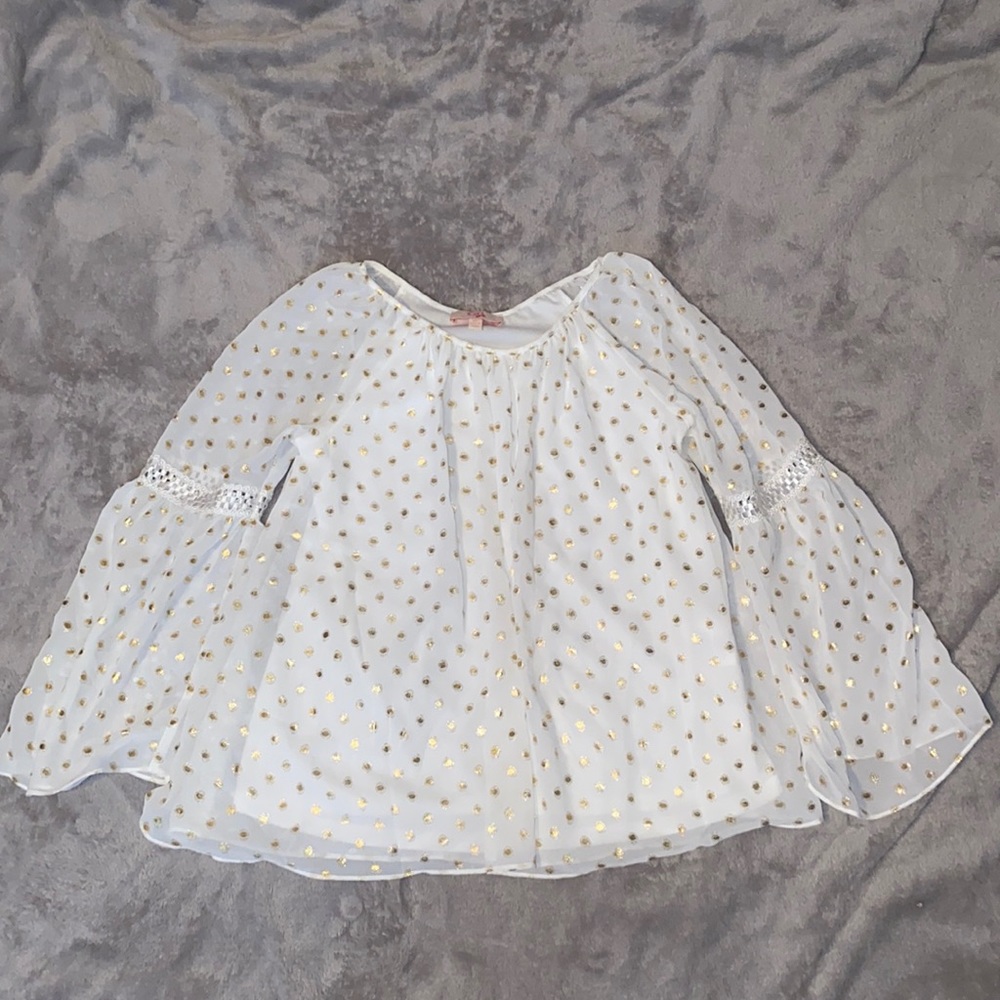 gold and white dress top